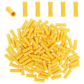 PRECIHW 120pcs Butt Splice Crimp Connectors, Vinyl-Insulated Butt Splice, (12-10) AWG Insulated Electrical Wire Crimp Connectors, Butt Splice Terminals, 12-10 Gauge Yellow Butt Connectors