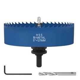 ANDELI 127MM | 5" Bi-Metal Hole Saw with Center Drill, to be Assembled, high Opening Efficiency for Wood, Corn Hole Boards, Plastic, plasterboard and Thin Sheet Metal Openings