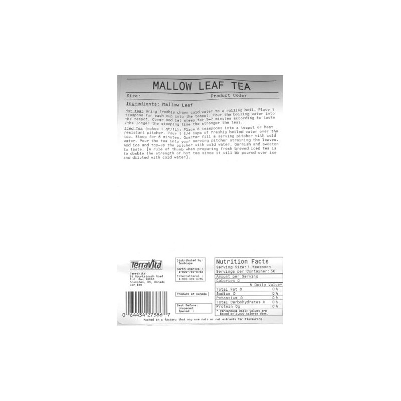 Mallow (Malva sylvestris) Flower Tea (Loose) (4 oz, ZIN: 427385)