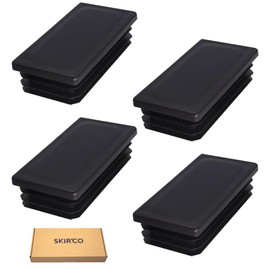 SKIR'CO (4 pcs) Rectangular Plastic Plugs 40 x 80 mm, Mat Tube End Caps, Rectangle Tube Inserts, Fence Post Plugs, Black RAL 9005