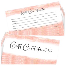 Blank Gift Certificate for Business, 25 Rose Gold Gift Certificate for Beauty Salon Restaurants Spa Marriage Birthday Client Vouchers, 8x3.5" Blank Cards -01