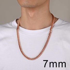ChainsHouse 7MM Wide Gold Chain for Men Cuban Curb Chains Rose Gold Plated Necklace for Women, 32"