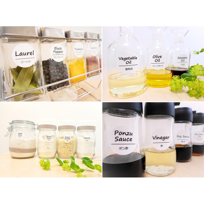 LALABEL 168 Refillable Container Labels, White or Clear, 48 Seasonings,