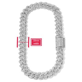 EMESLY Solid Miami Cuban Link Chain Gold/Silver Necklace (16, 18, 20, 22, 24 Inches Length); Hip Hop Bracelet (8" Length) for Men & Women; Perfect Iced Out Bling Jewelry Gift, 20.0 Inches, Gold Alloy,