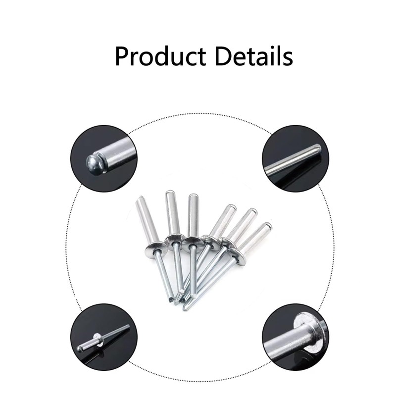 Aoktorkit 100Pcs Aluminium Blinds Rivets M4 x 10mm Pop Rivets