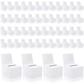 48 Pcs Raffle Boxes Cardboard Box with Slot for Ticket and Removable Header, 6.5 x 4.5 x 4.5 Inch Ballot Box Donation Box Charity Box for Collecting Business Card Voting Contest(White, 48 PCS)