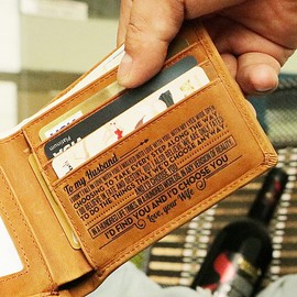 ifamay Mens Wallets to My Husband Bifold Leather Wallets for Men Wife to My Love Gift With Loving Saying, Minimalist