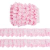 GORGECRAFT 5m*50mm Double Layer Chiffon Lace Edge Trim Pink Pleated