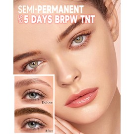Brow Tattoo Peel Off Tinting Gel,2 Pcs Light Brown Long Lasting Eyebrow Tinted Makeup Gel Women Peel Off Eye Brow Waterproof Transfer-proof,Natural Color Eye Makeup for Fuller& Defined Looking Brow-02