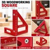 3D Woodworking Square Ruler, Aluminum Alloy 45°/90° Multi-Angle Measuring &