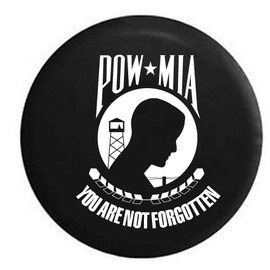 American Unlimited POW MIA Military Vietnam Veteran War Tribute Spare Tire Cover (Fits: RV Camper Accessories or SUV) Black Size 29 in