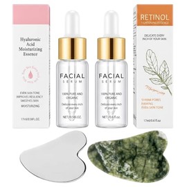4 Piezas Kit Cuidado Facial Serum Retinol y Ácido Hialuronico Con Guasha