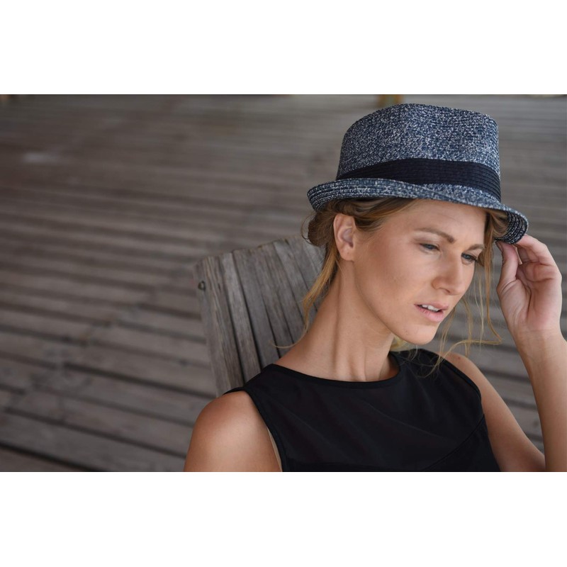 styleBREAKER Trilby 04025002 Unisex Lightweight Paper Hat with Contrasting Trim,