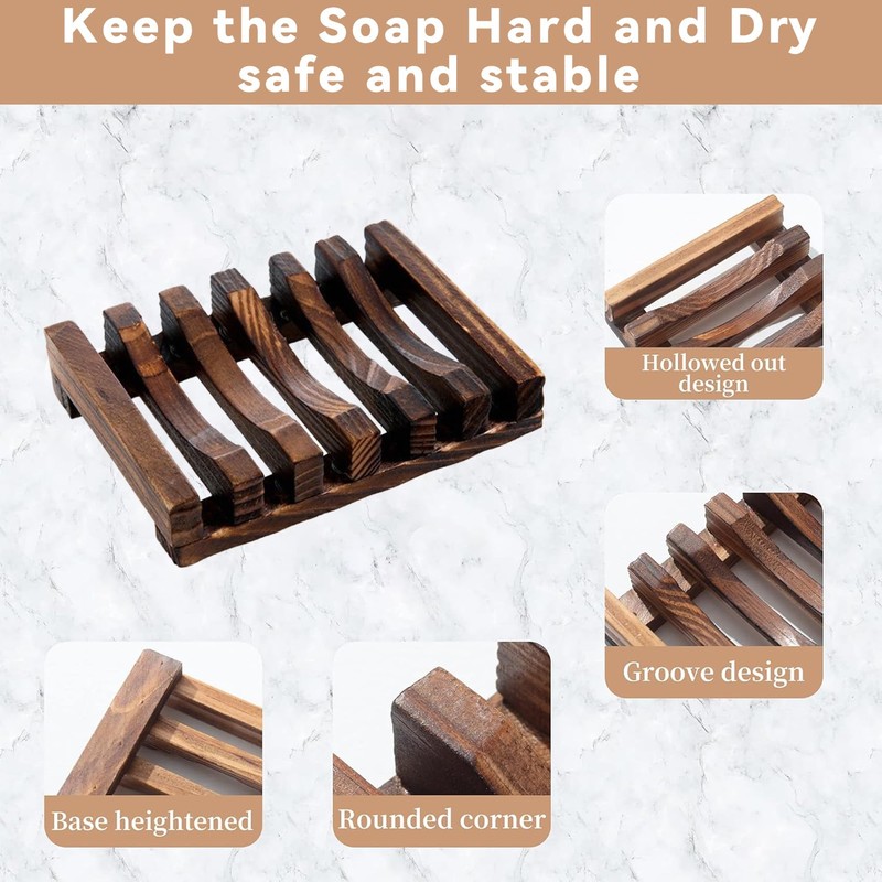 SANTUO 2Pcs Bamboo Soap Dish Hawaii Style Soap Dishes for