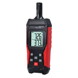 Humidity Temperature Meter, High Precision Digital Psychrometer HVAC with Ambient Temperature Handheld Hygrometer Moisture Meter w/Data Hold, Min/Max, 4 Digits Display Backlit for Outdoor Indoor Use