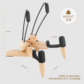 DIDA Foldable Wooden Stand Floor for Electric Guitar and Bass Folding Guitar Stand with Non-Slip Rubber and Padded Foam