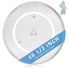 16.5" Microwave Glass Plate Compatible with Pana.sonic G.E Microwaves WB48X10046 Turntable Plate Replace F06014M00AP WB48X29704 5304519348 WPW10510836 Fit for Frigi-daire Whi-rlpool by Fetechmate