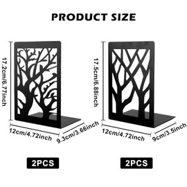 Book Ends for Shelves, 2 Pair Bookends Heavy Duty, Book Ends Holder for Shelves, Metal Book Ends Book Stoppers Bookend Supports, Heavy Duty Metal Bookends for Home Office Desk, Student Bookworms Gift