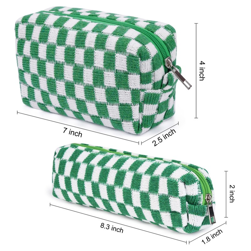 SOIDRAM Checkered Makeup Bag and Brush Storage Bag - Large