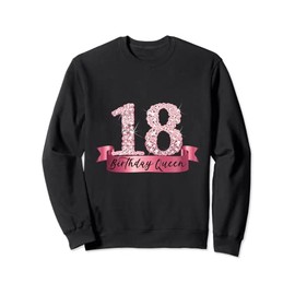 Birthday Queen I Pink 18th Number & Ribbon Banner Outfit Sweatshirt