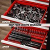 AIRTOON 1/4-Inch Drive Socket Organizer Trays, 2-Piece SAE and Metric