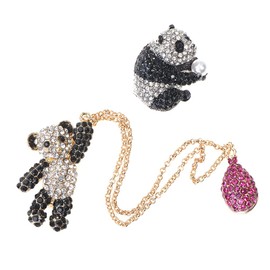 ARFUKA Set of 2 Panda Rabbit Brooches Brooch Pin Gift for Men and Women Clothing Bags Jackets, Metal