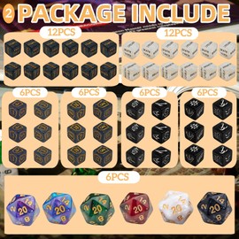 90 PCS MTG Counter Dice Set - AbilityKeyword Counters, -1/+1 Life Counter, Shield Counter, MTG Patterned Display dice, Creature Stat Buffs, Multicolor Marble Colour D6 Dice, MTG Games (Includes Bag)