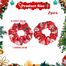 Valicaer Christmas Hair Scrunchies,2Pcs Xmas Hair Bobbles Christmas Hair Ties Ropes Santa Claus Elastic Hair Bands for Kids Adults Hair Bands Ponytail Holder Christmas Hair Accessories for Girls Women