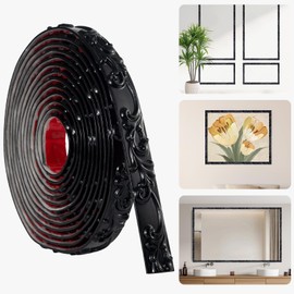 16.4FT x 1.02'' Black Peel and Stick Crown Molding Trim – Self-Adhesive Mirror Border & Cabinet Edge, Flexible Decorative Trim for Interior Use