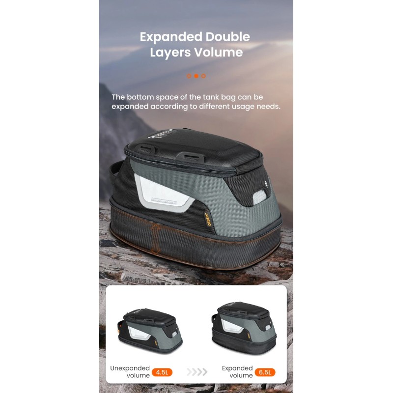 LOBOO Motorcycle Tank Bag BTB10 – Compact Expandable Design with