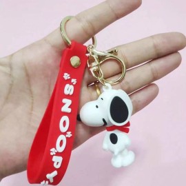 Snoopy New Peanuts SNOOPY Keychain RED SCARF Purse Charm RED STRAP Key chain HOOK ring