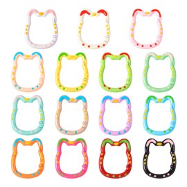 Magibeads 15Pcs Alloy Cat Key Rings Cute Spring Gate Rings Snap Hook Cat Head Clasps Clips Small Keyrings Carabiner Buckles for Bag Purse Strap Keychain Making Findings
