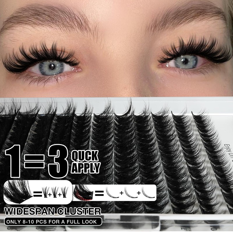 Lash Clusters Kit, DIY 3D Cluster Eyelash Extensions 10‑18mm,108pcs Fluffy