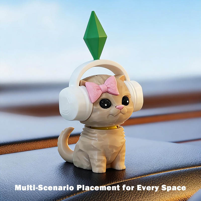 Bobble Head Cat, 3D Printed Shaking Head Car & Desk
