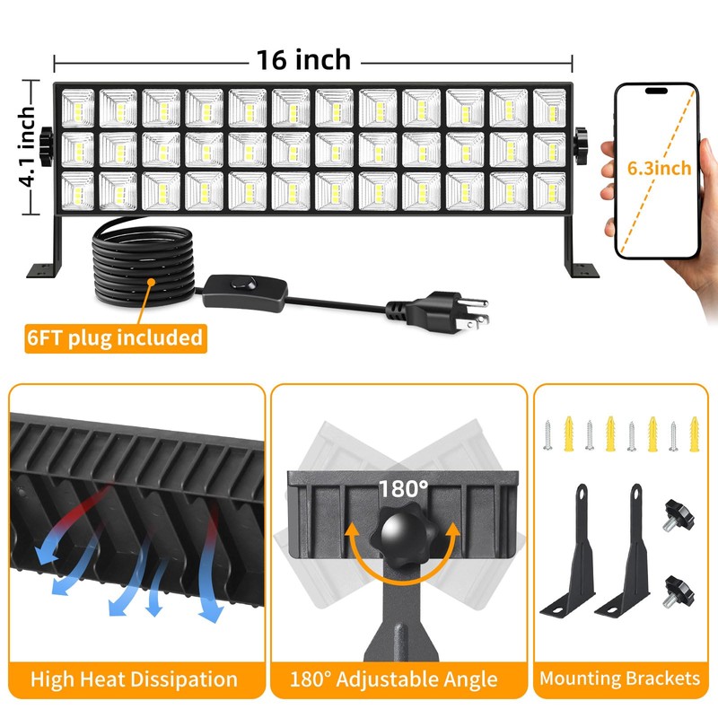 YQNLIFA 2Pack 100W Shop Light, 14000LM 6000K Daylight White Super