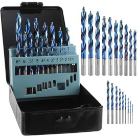 TVWVT 19 Pcs Cobalt Drill Bit Set, Upgraded M35 HSS Twist Jobber Length for Hardened Metal, Stainless Steel, Cast Iron and Wood Plastic,Metal Indexed Storage Case