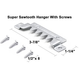 Large Premium Quality Professional Sawtooth Hanger with Screws (4 Pack)