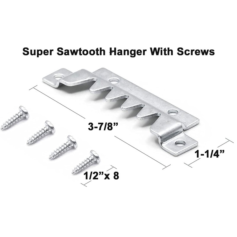 Large Premium Quality Professional Sawtooth Hanger with Screws (4 Pack)