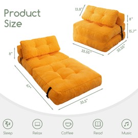 HIGOGOGO Folding Couch Sofa Bed, Convertible Sleeper Chair with Pillow Foldable Mattress with Back Support, Portable Fold Out Chair Bed Floor Mattress,Comfy Floor Sofa for Living Room,Bedroom