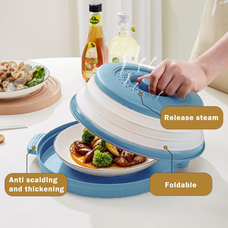 Microwave Splatter Cover, Microwave Cover for Food with Anti-scald Tray,