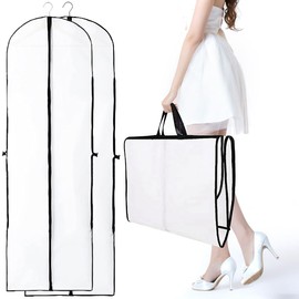 WSNIJFU Dress Garment Bag for Hanging Clothes with Zipper, 1PCS Hanging Garment Bag Waterproof Hanging Clothes Bag with Handles, Wedding Dress Covers Suit Bags for Travel Closet Storage (24x71 Inch)