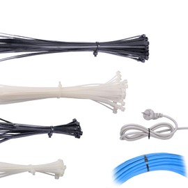 Neetto 120 Pcs Assorted Sizes Nylon Small Zip Ties 8 inch & 4 inch, Black & White, Self Locking Plastic Cable Ties Wrap Management Organizer for Home Office Garden Garage & Workshop