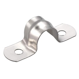 TA-VIGOR 10Pcs Rigid Pipe Straps, 12mm 2 Holes Stainless Steel Tension Tube Clip Clamp, Heavy Duty Conduit Clamps for Pipe Tube Wire Fixing, Laying Plumbing, Electricity, Exhaust