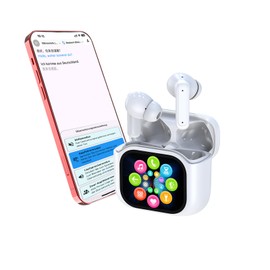 Xmenha Active Noise Cancelling Translator Headphones in Ear with Touchscreen AI Translation Earbuds with Screen ANC Wireless Translator Headphones Ear Buds Real Time Translator Headphones Translation