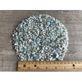 GAF TREASURES 2 oz Lot Natural Aquamarine Semi Tumbled Gemstone Chips, Crushed Mini Crystals, Undrilled Crystal Chips (Aquamarine)