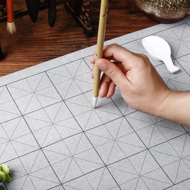 Waterwriting Calligraphy Set, Writing with Water Alone, No Sumi Juice Needed, Mysterious Calligraphy Practice, Tool, Water Writing Fabric, Large Size, Includes a Bristle Brush and Water Dish, Can Be