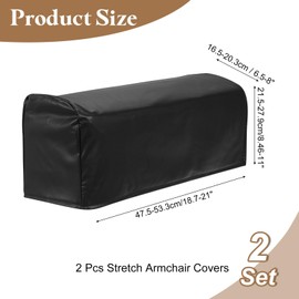 sourcing map 2Pcs PU Leather Armrest Covers, Vintage Stretch Arm Slipcovers Anti-Slip Furniture Protector for Chairs Couch Sofa Recliner, Black