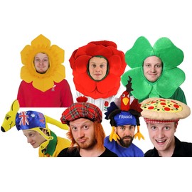 SCOTTISH TAM O'SHANTER HAT TARTAN PRINT WITH ATTACHED HAIR RUGBY FOOTBALL FANCY DRESS ACCESSORY SET SCOTLAND SPORT SUPPORTER