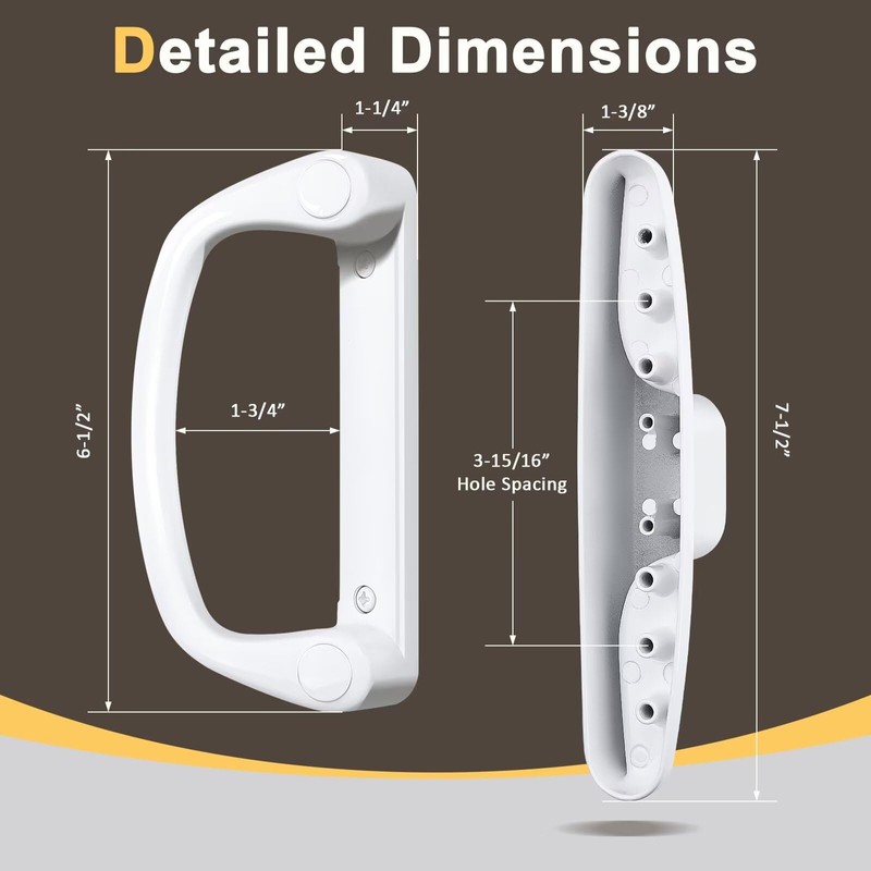 Knobonly Keyless Patio Sliding Door Handle Set White, Replacement Slider