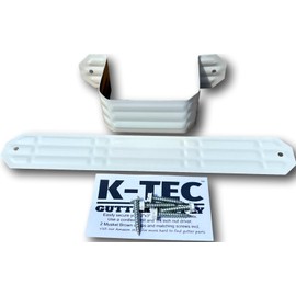 K-TEC 2"x3" High Gloss White Aluminum Downspout Straps with Color-Matched Screws – Heavy-Duty Gutter Mounting Brackets (2 Pack)
